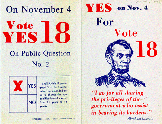 Flyer encouraging support for ratification of the 26th Amendment.