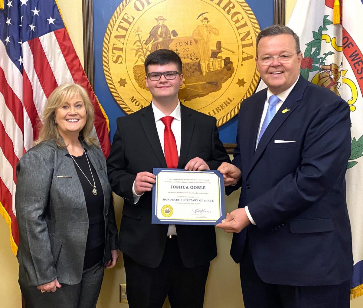 Honorary Secretary of State Joshua Goble at the State Capitol