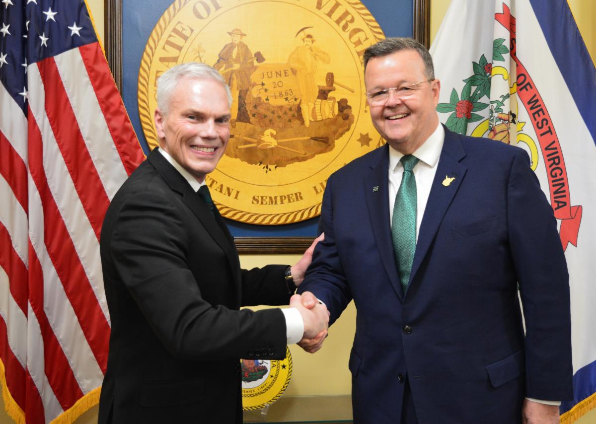 Marshall University President Brad Smith and WV Secretary of State Kris Warner