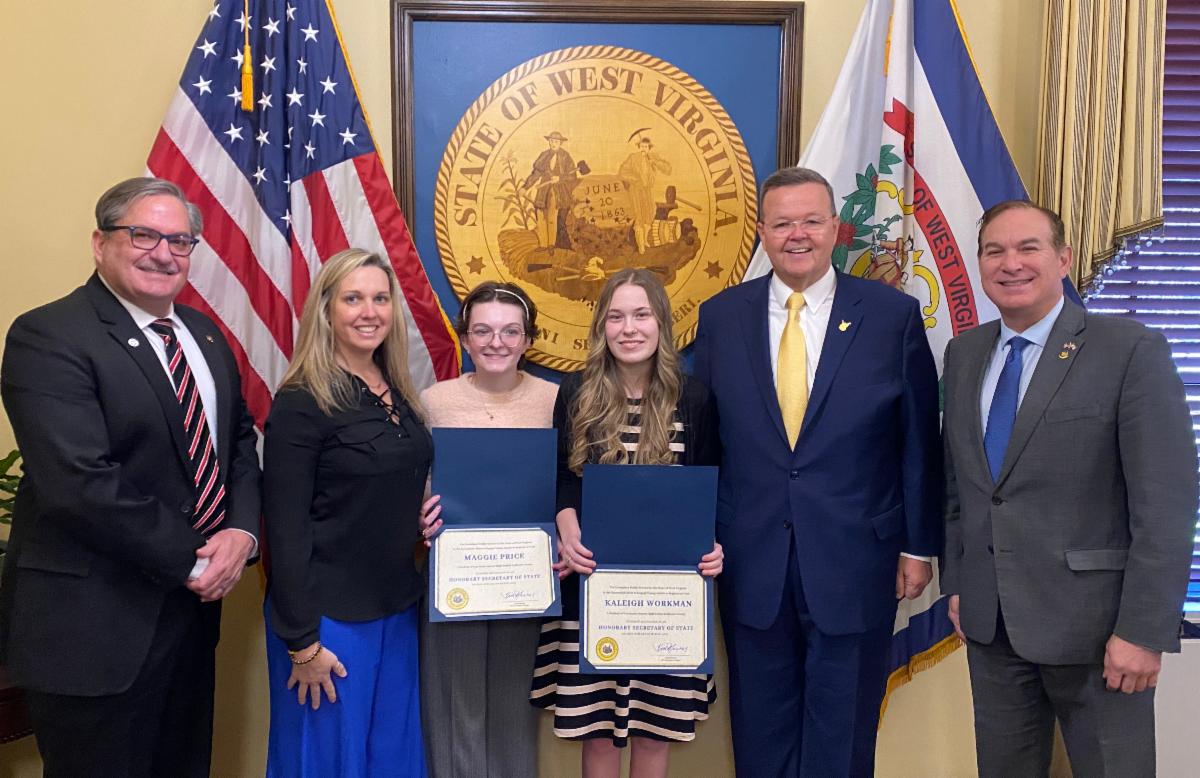 Honorary Secretaries of State Kaleigh Workman and Maggie Price at the State Capitol
