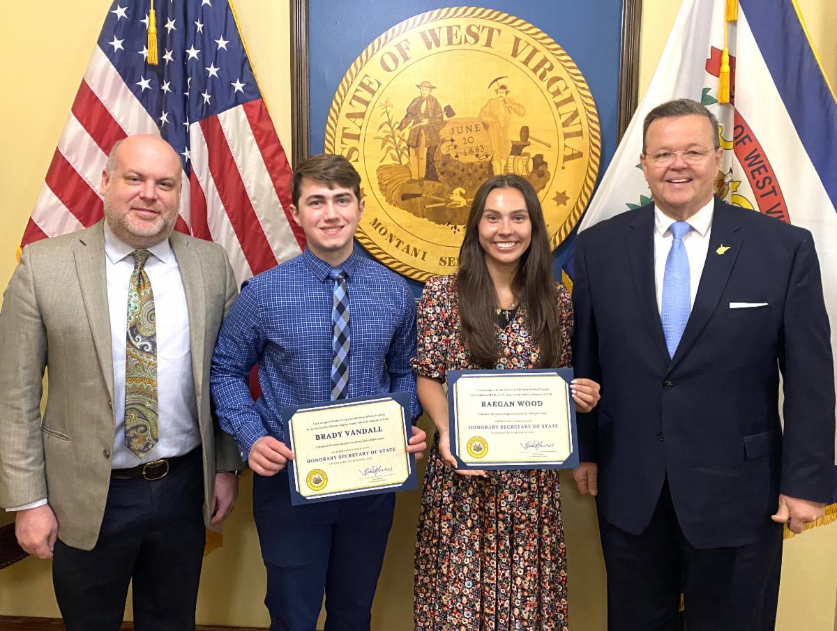 Honorary Secretaries of State Brady Vandall and Raegan Wood at the State Capitol