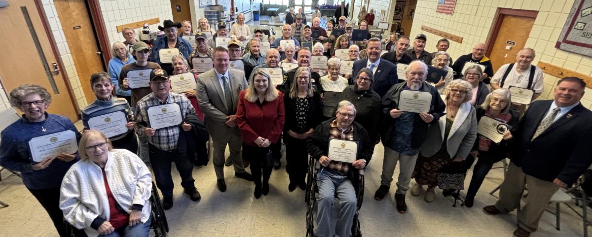 WV Voter Hall of Fame honorees with Lewis County officials and WV Secretary of State Kris Warner